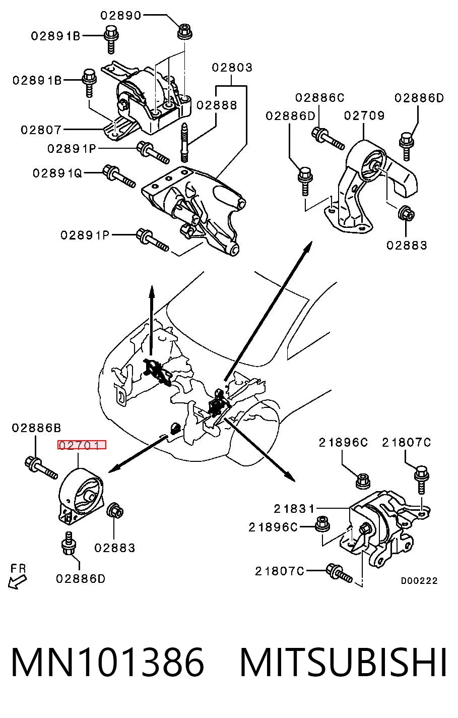 MN101386 Mitsubishi Soportes de motor delantero
