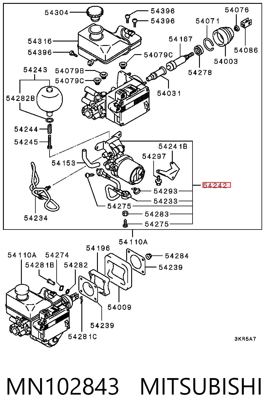 MN102843 Mitsubishi Bomba ABS del cilindro maestro de freno