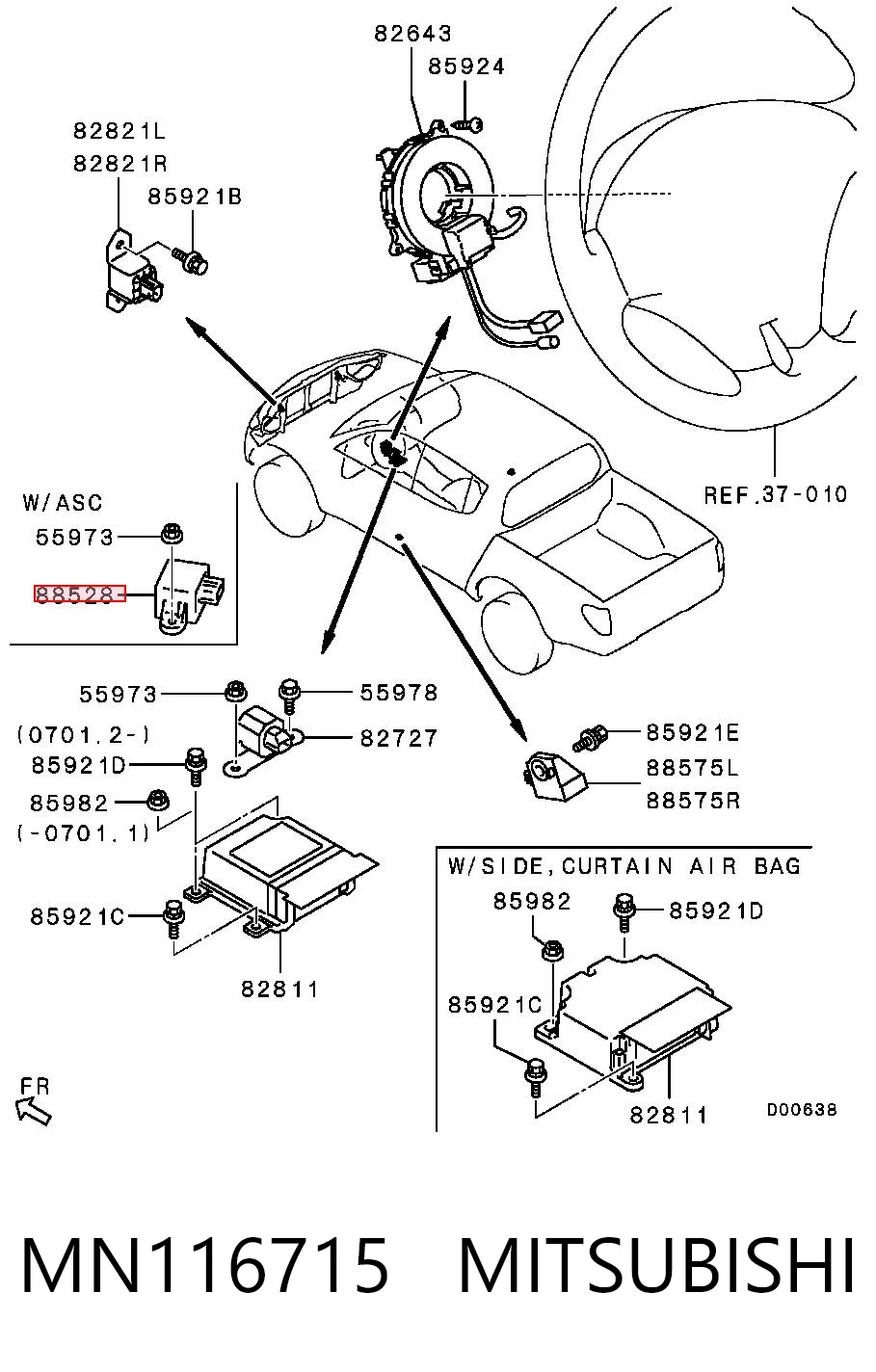 MN116715 Chrysler Sensor de aceleración lateral (ESP)