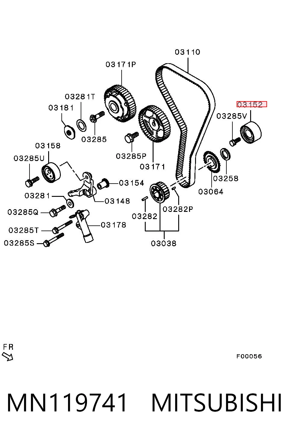 Polea tensora intermedio de correa dentada Mitsubishi Colt V (1996-2004)