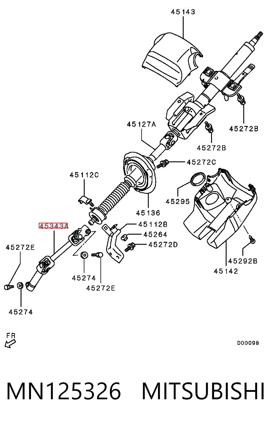 Eje inferior de la columna de dirección MN125326 MITSUBISHI