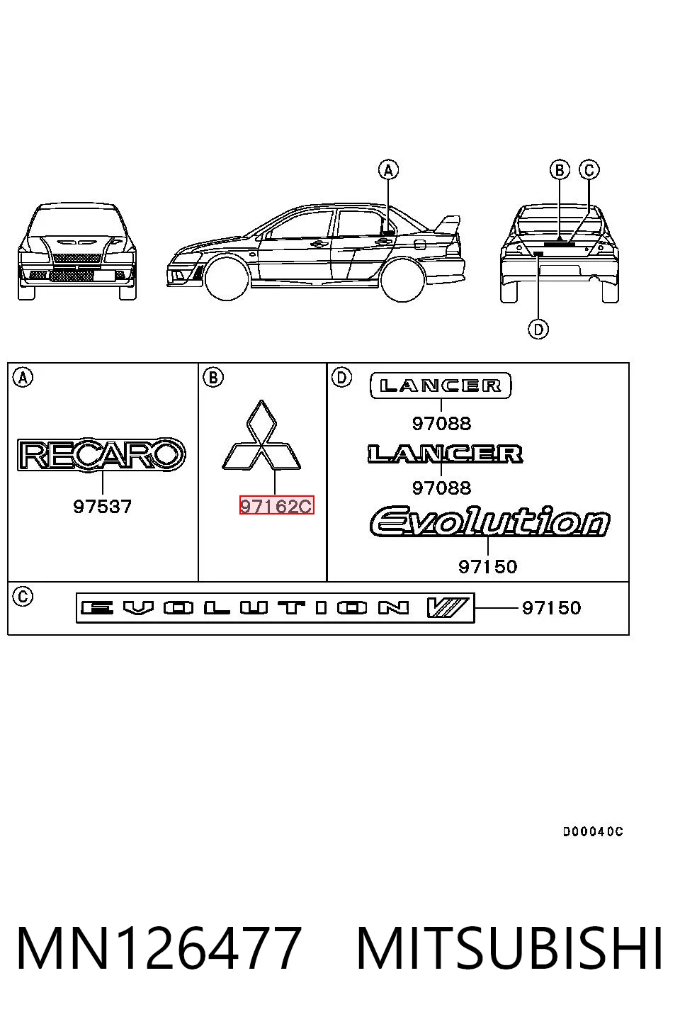 Emblema para Mitsubishi Lancer CSA