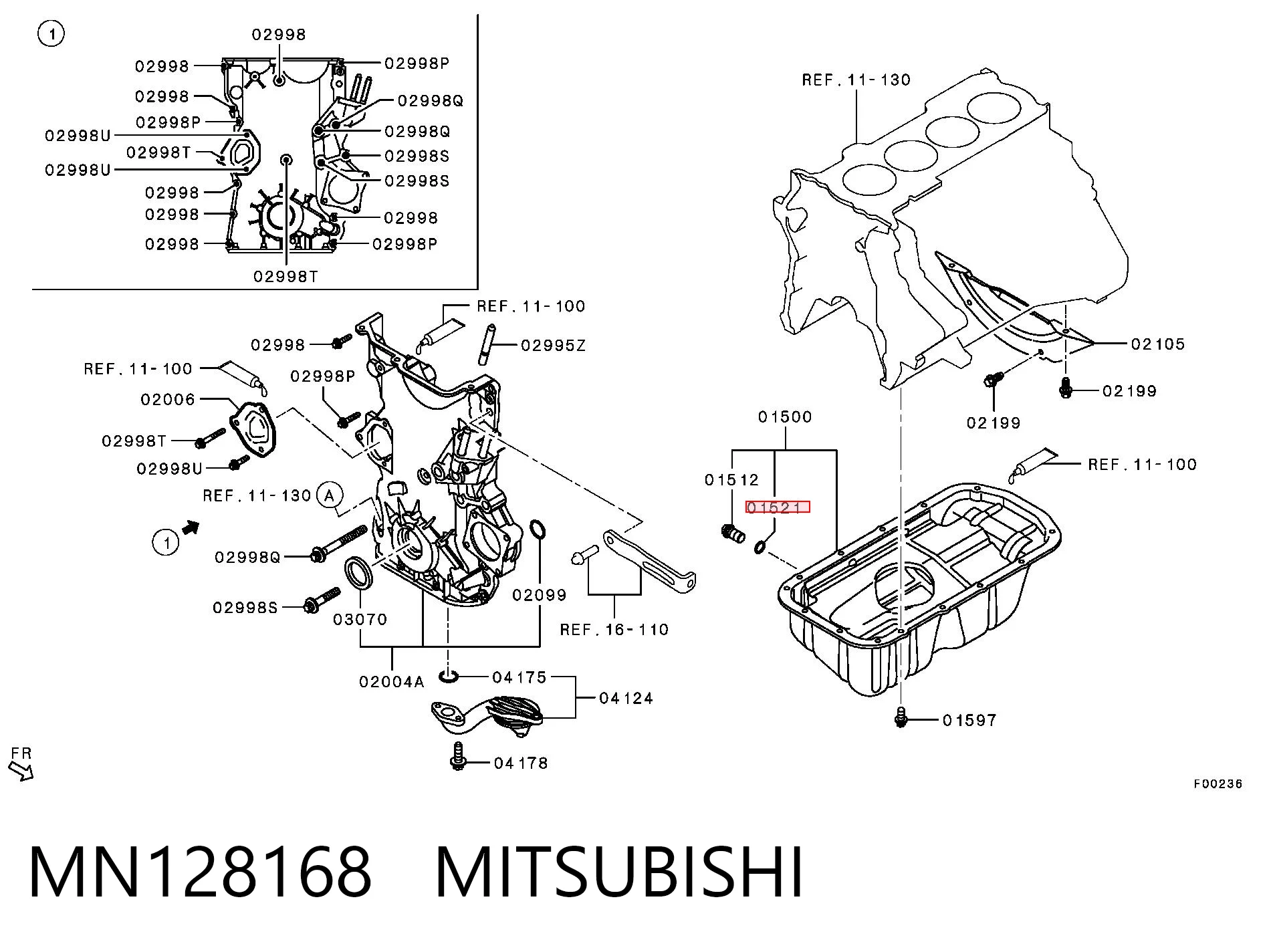 Junta del tapón del cárter de aceite MN128168 MITSUBISHI