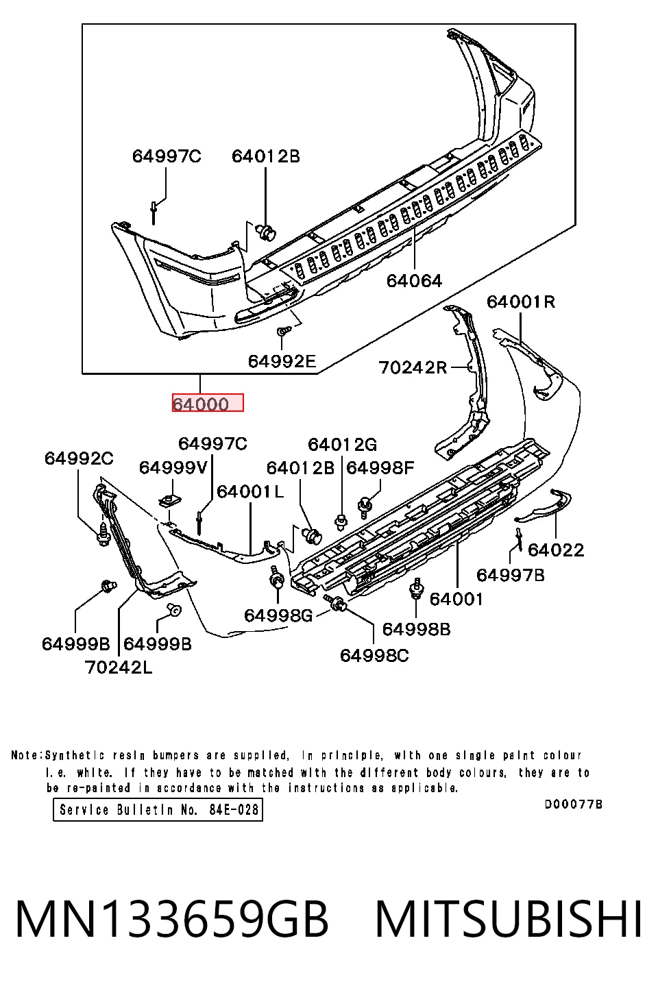 Parachoques trasero MN133659GB MITSUBISHI