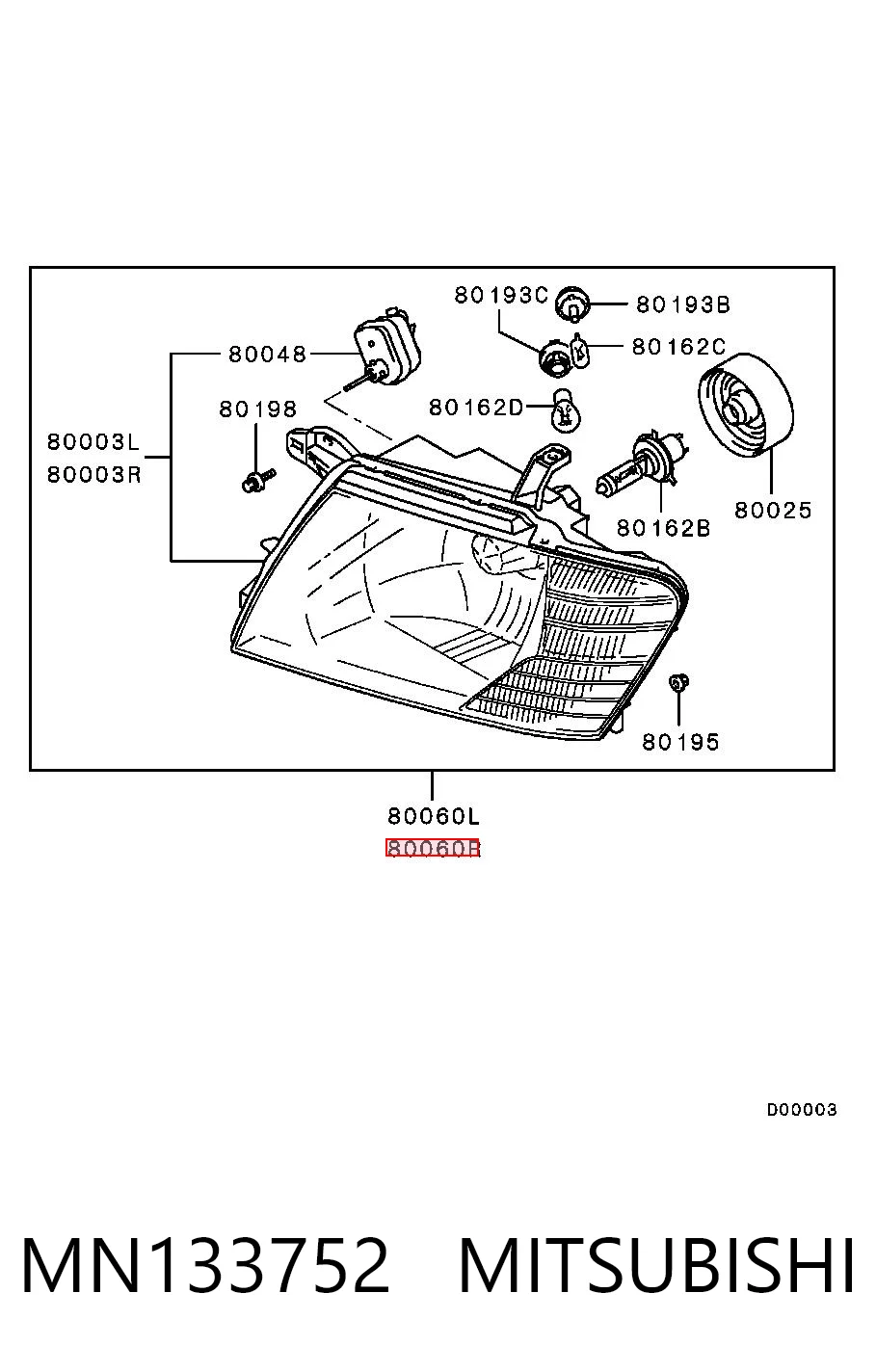 Faro delantero derecho Mitsubishi Pajero III