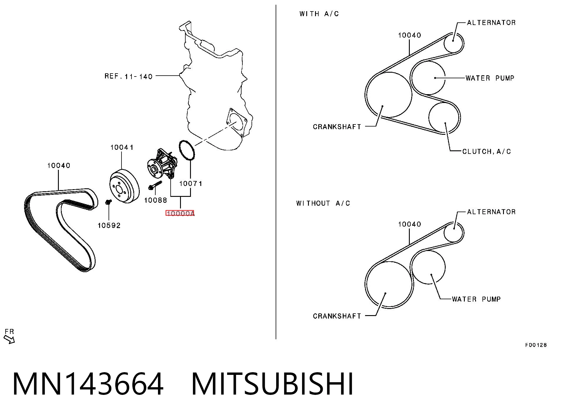 MN143664 Mitsubishi Bomba refrigerante coche