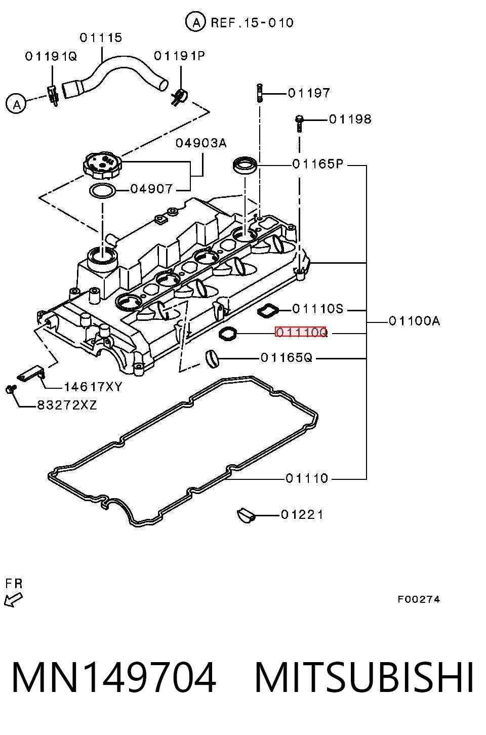 MN149704 Mitsubishi Junta de tapa de balancines, anillo