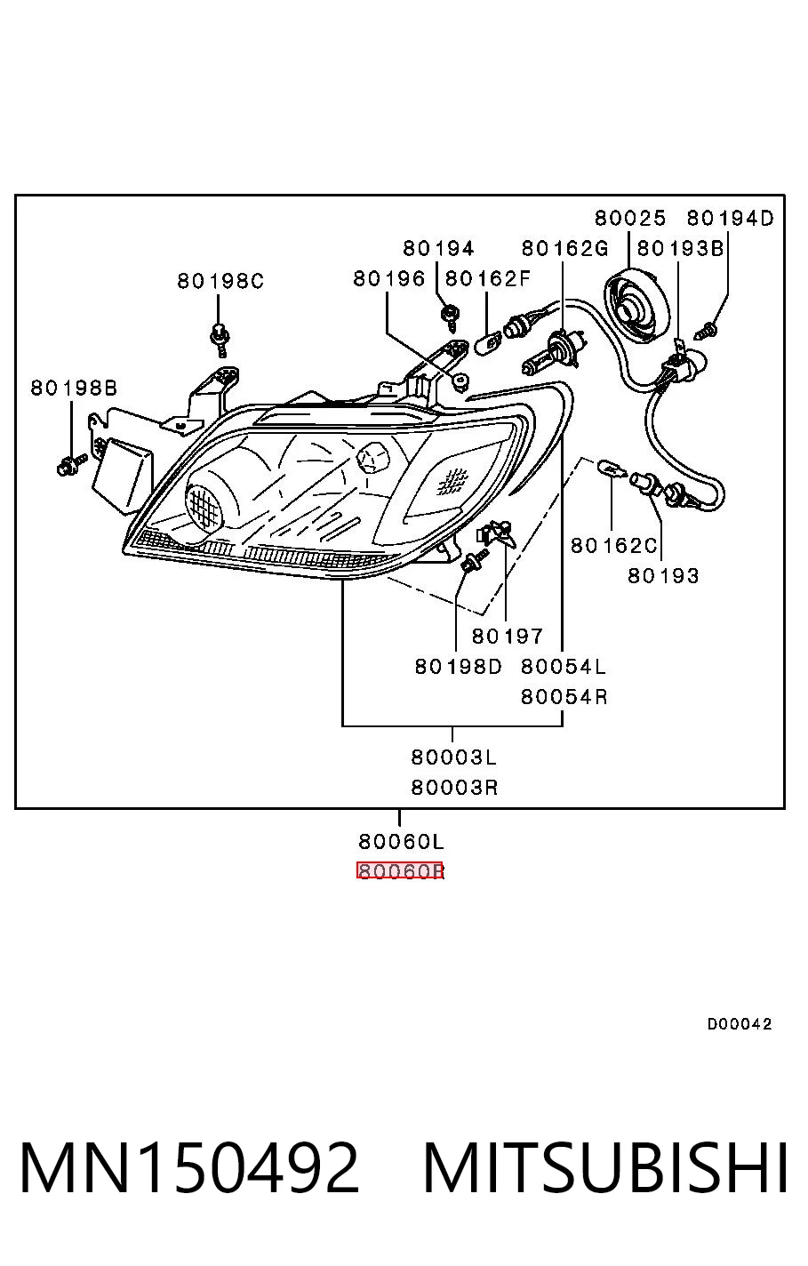 Faro derecho MN150492 MITSUBISHI