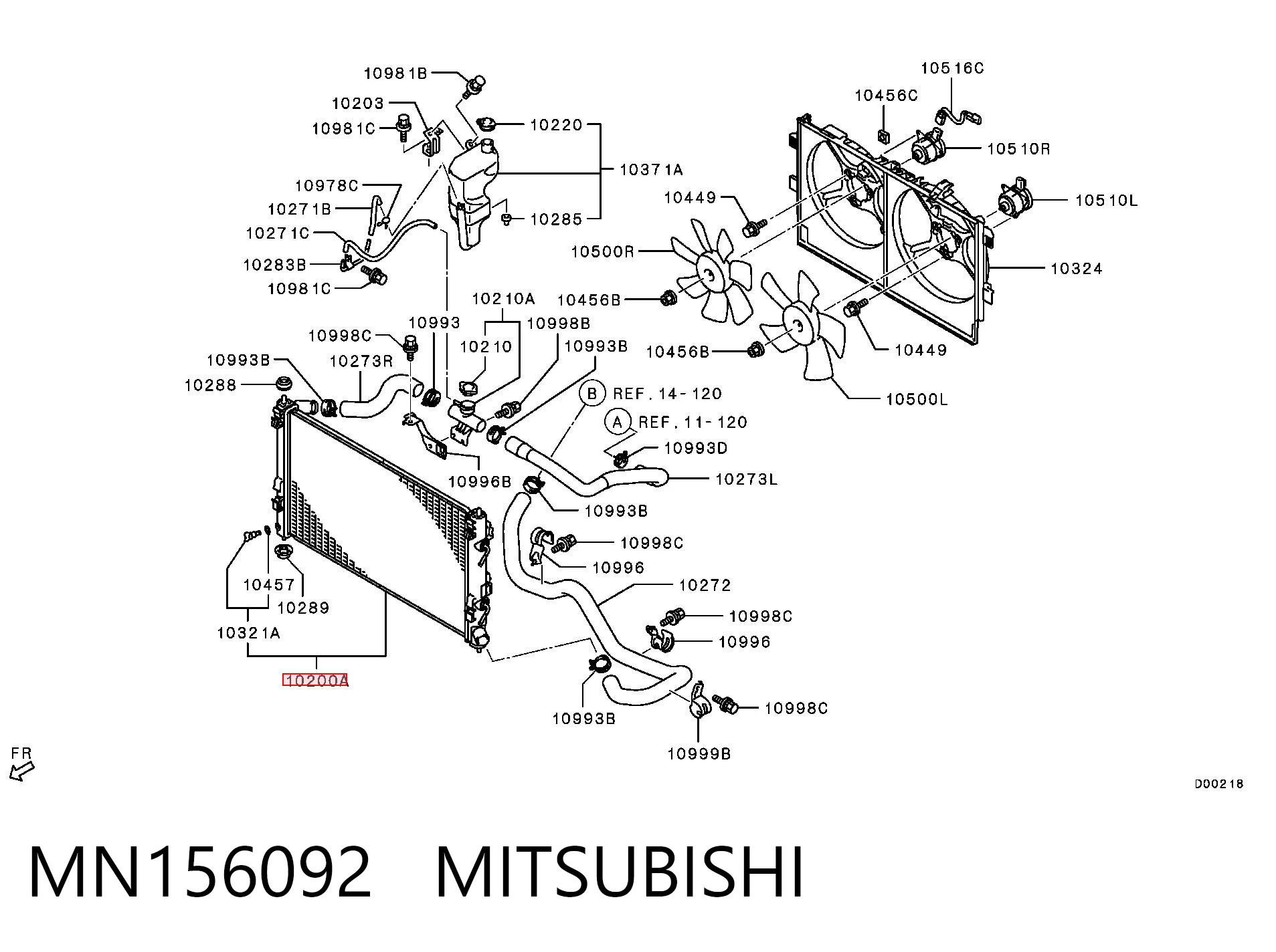 MN156092 Mitsubishi Refrigeración del motor