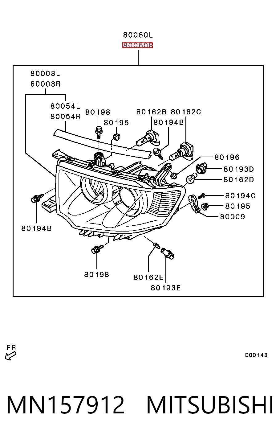 Faro derecho MN157912 MITSUBISHI