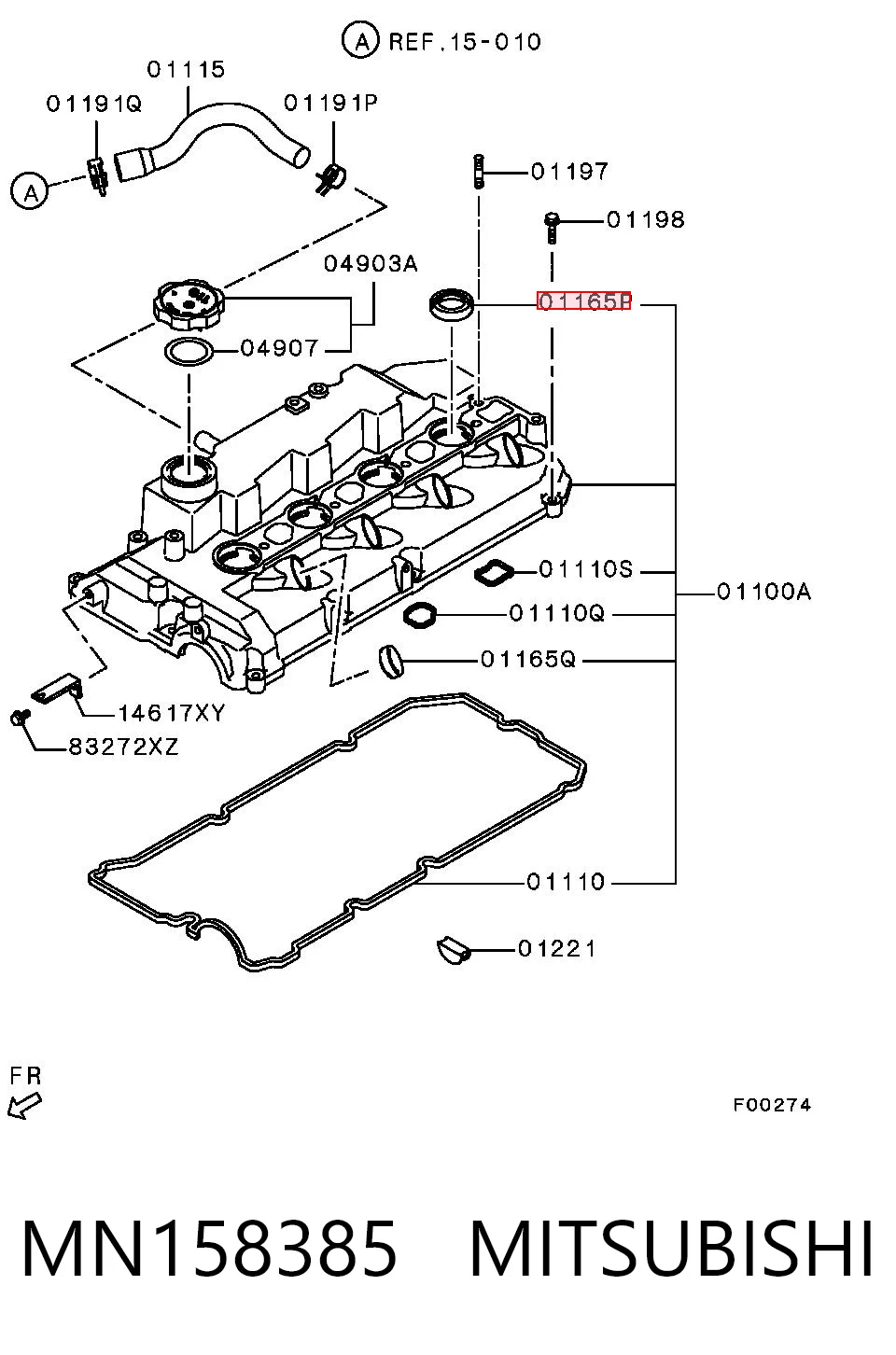 MN158385 Mitsubishi Junta de tapa de balancines, anillo