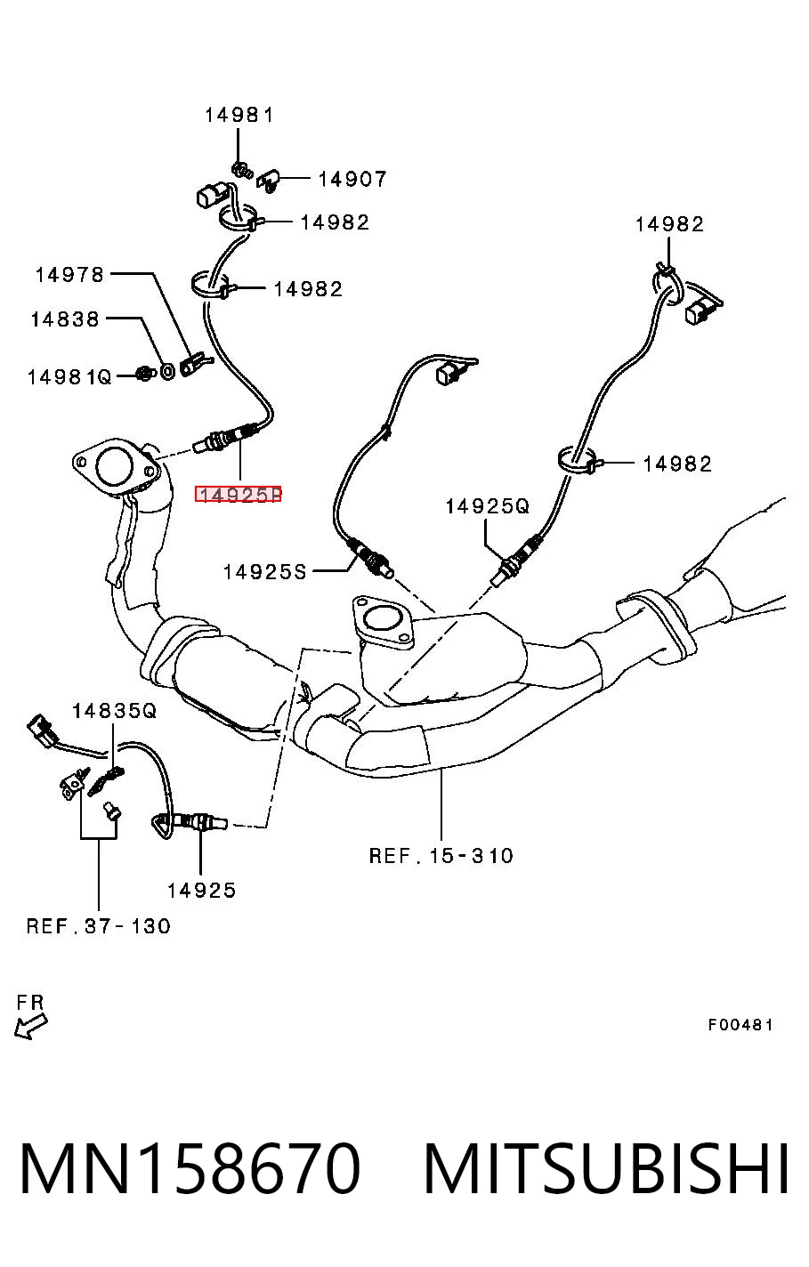 MN158670 Mitsubishi Sonda lambda, sensor de oxígeno antes del catalizador derecho