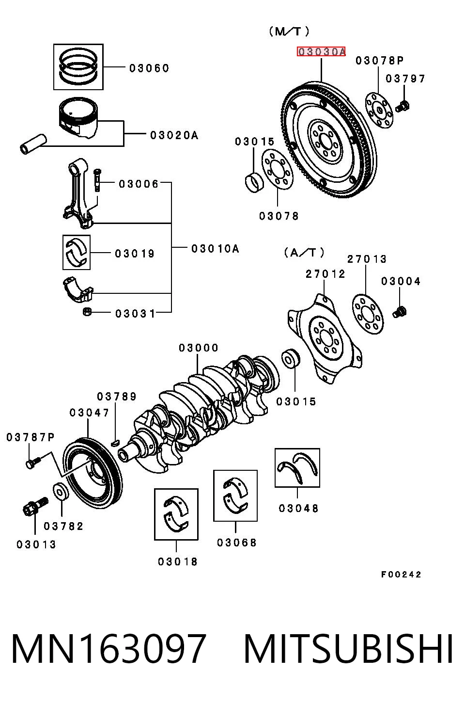 Volante de motor MN163097 MITSUBISHI