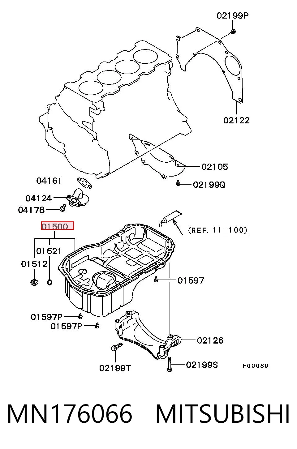 Cárter de aceite del motor MN176066 MITSUBISHI