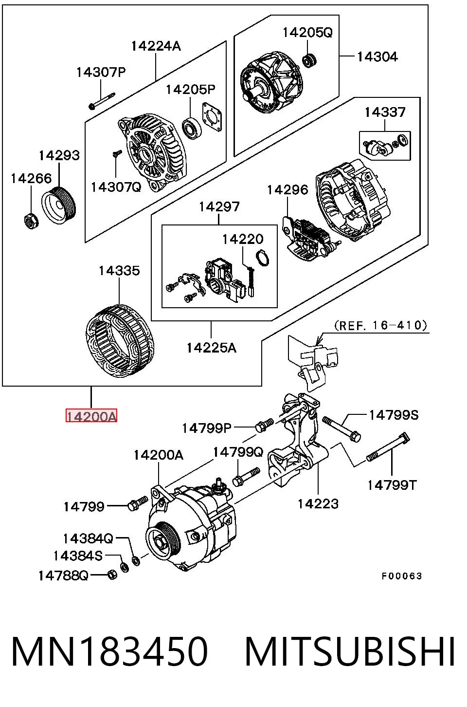 MN183450 Mitsubishi Alternador de coche