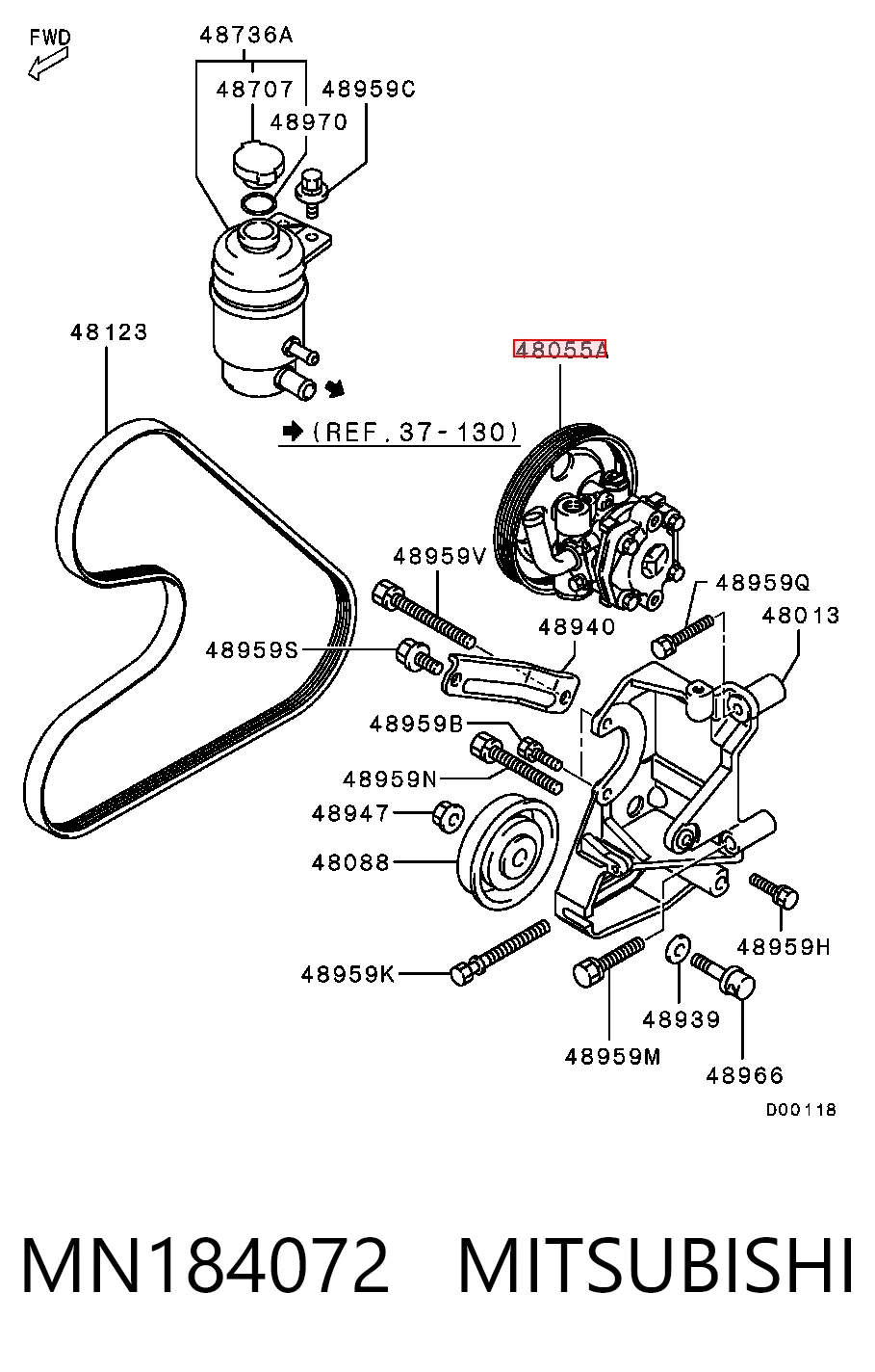 MN184072 Mitsubishi Bomba hidráulica de dirección