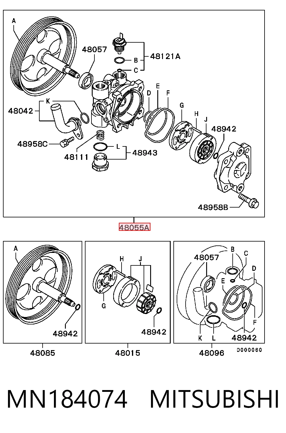 MN184074 Mitsubishi Bomba hidráulica de dirección