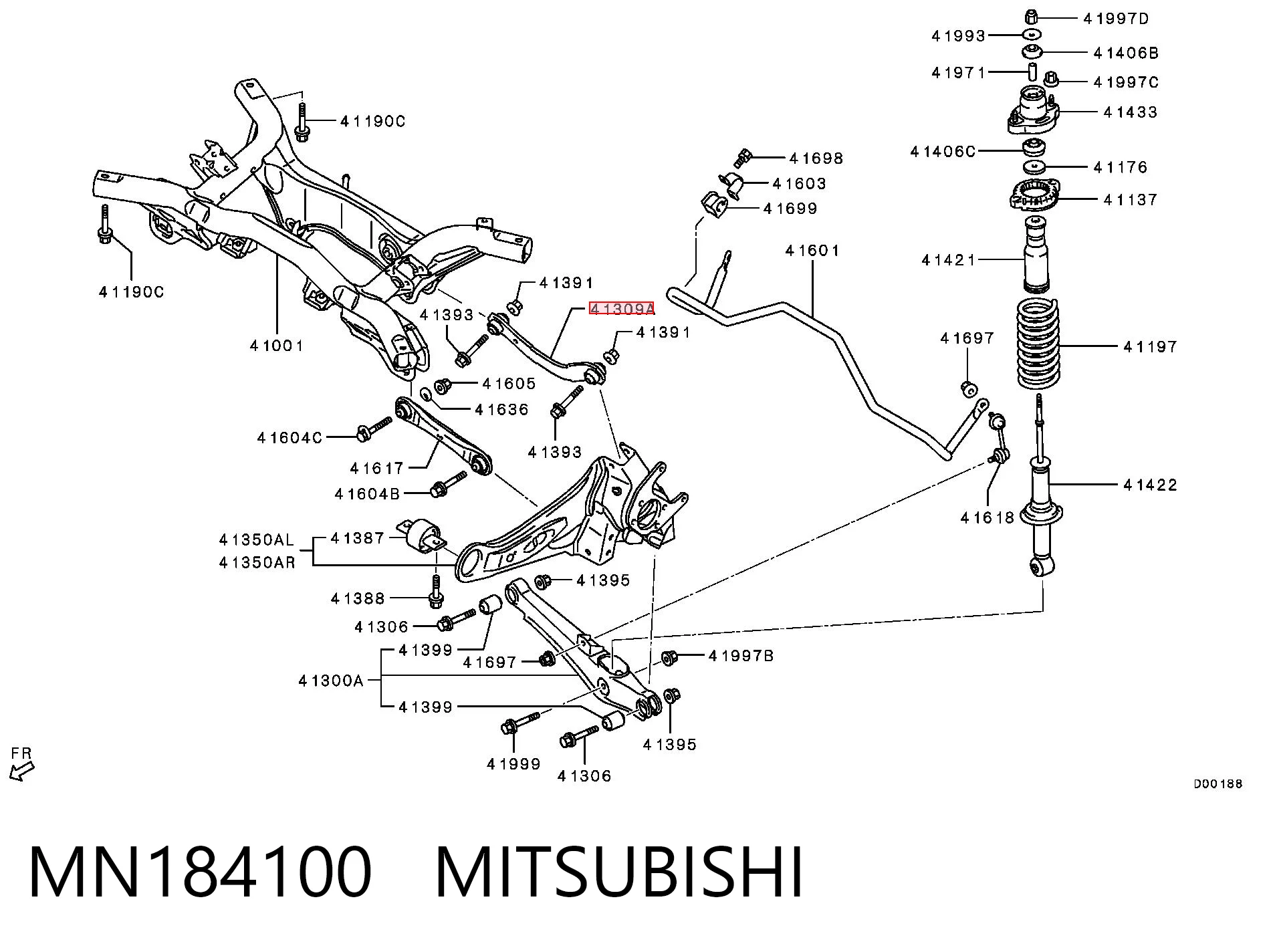 MN184100 Mitsubishi Brazo superior de suspensión trasera izquierdo/derecho