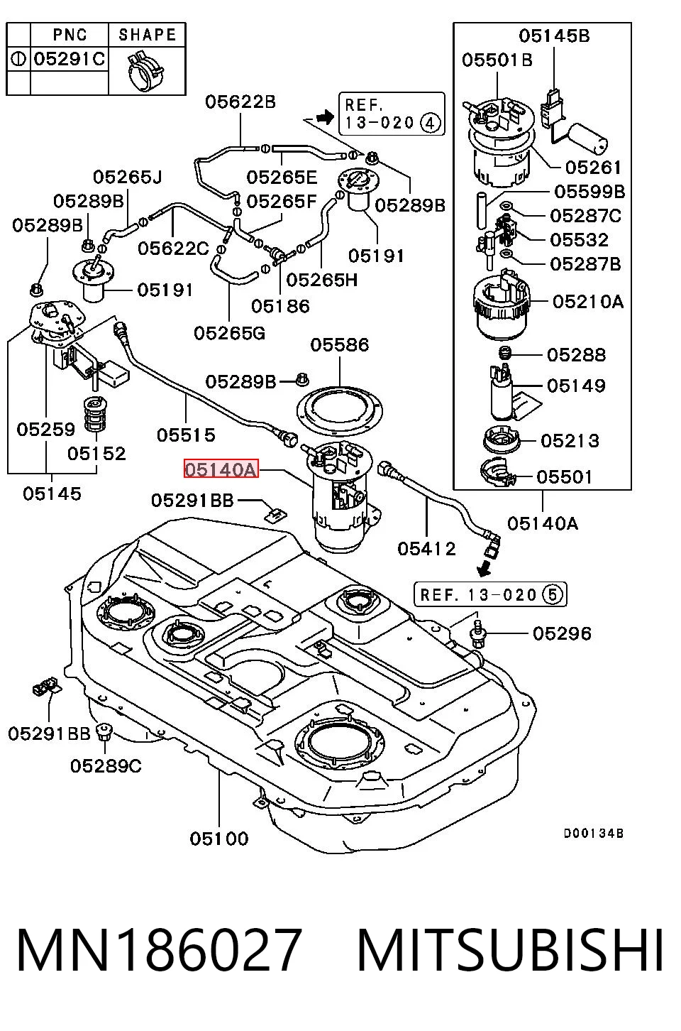 MN186027 Mitsubishi Unidad de alimentación de combustible