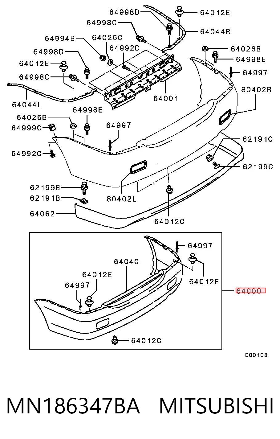 Defensa trasero Mitsubishi Lancer IX (2003-2008)