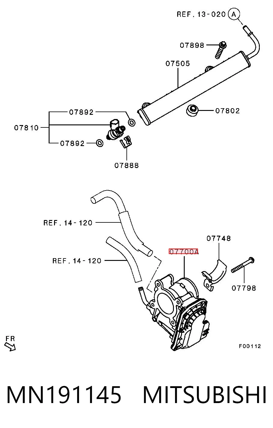 MN191145 Mitsubishi Mariposa de admisión