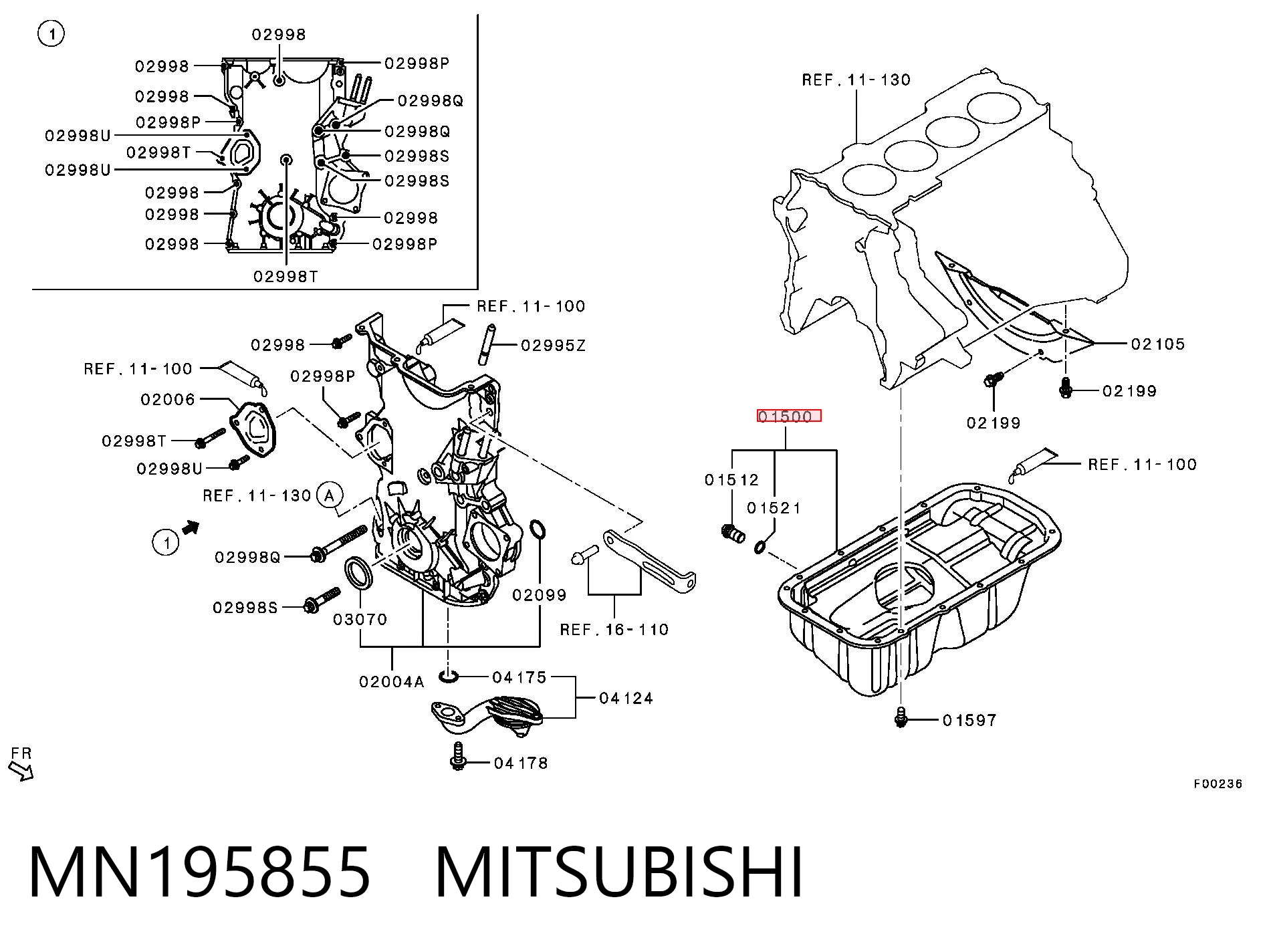 MN195855 Mitsubishi Cárter de aceite del motor