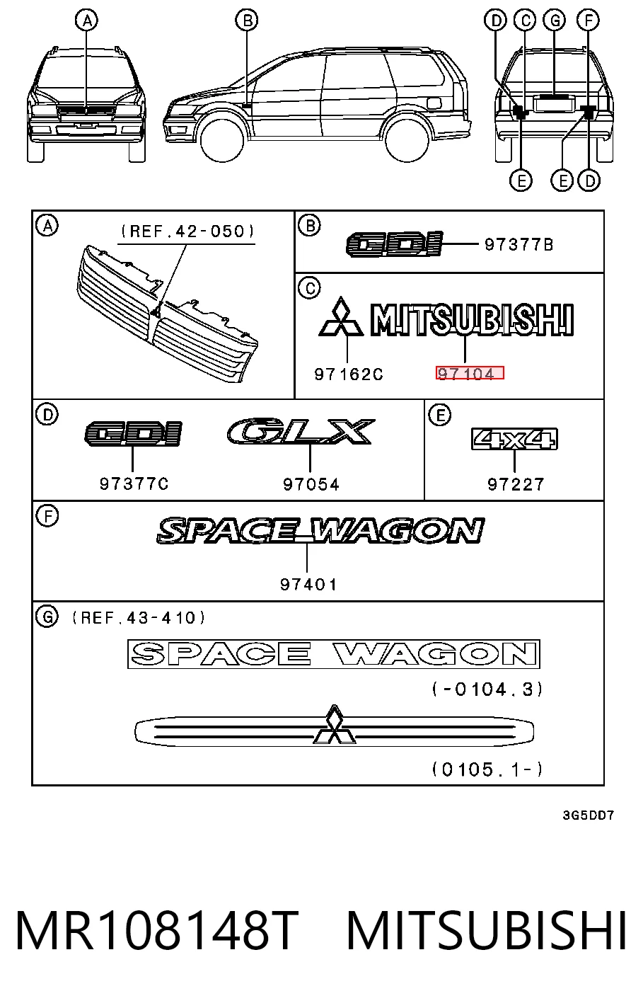 Comprar Emblema de tapa de maletero Mitsubishi Lancer VI CJ, CP a bajo precio