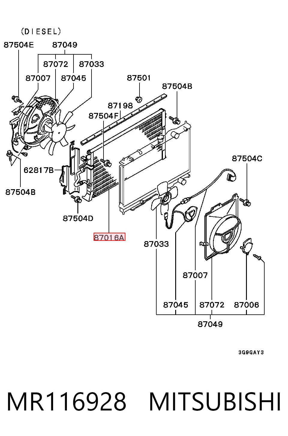 Radiador de aire acondicionado Mitsubishi Galant VII (1992-1996)