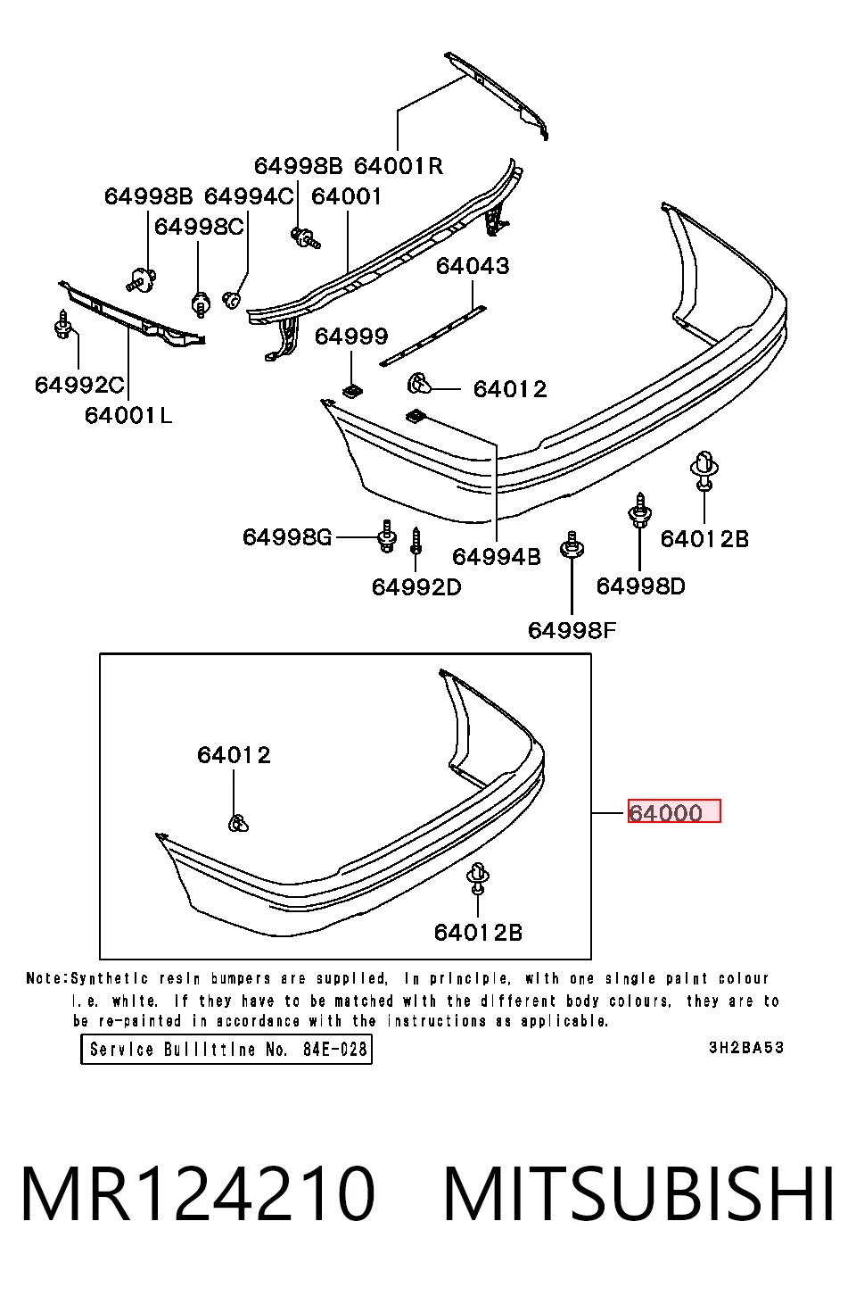 Parachoques trasero para Mitsubishi Galant E5A, E7A, E8A