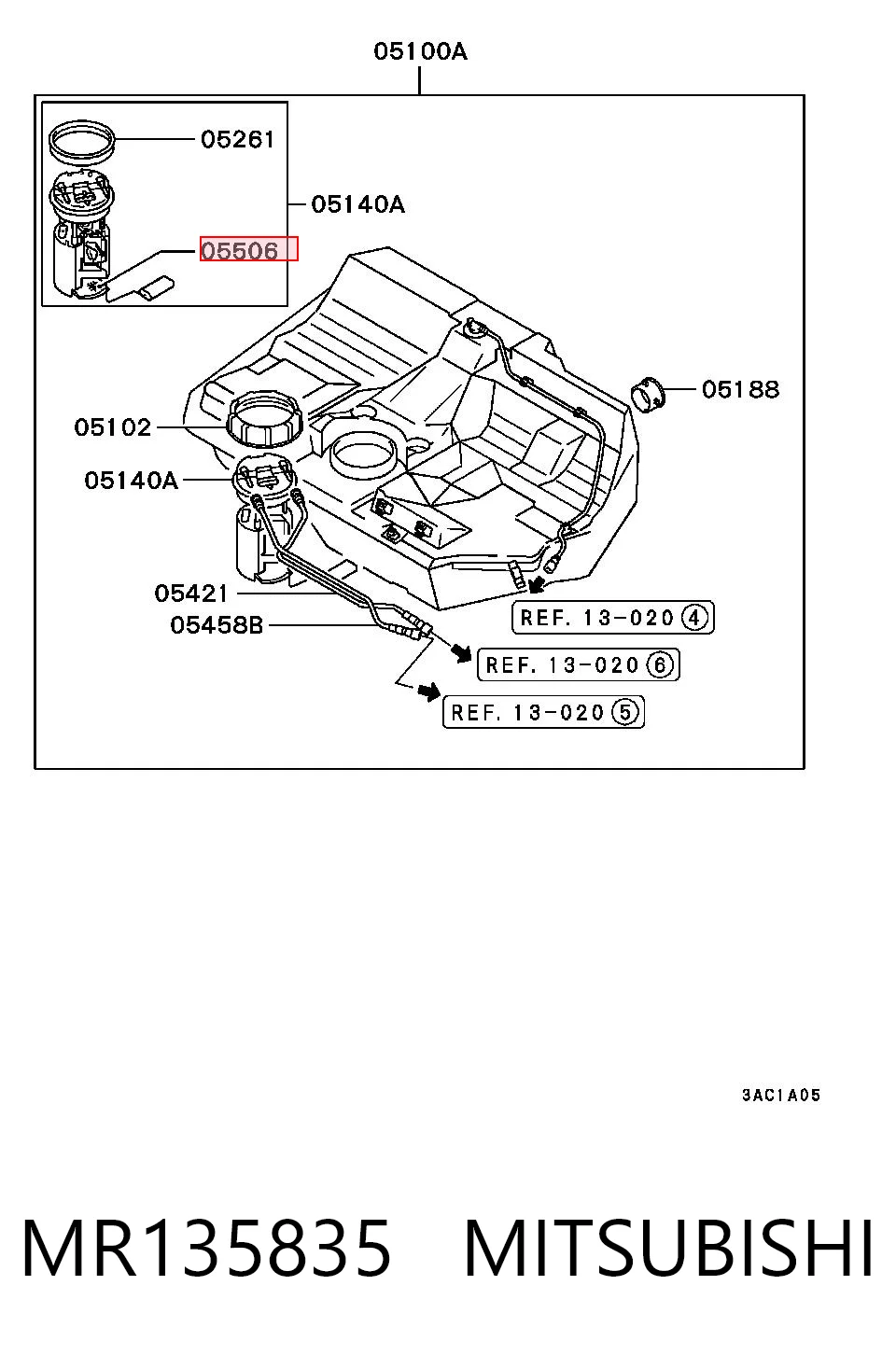 Filtro de combustible MITSUBISHI MR135835