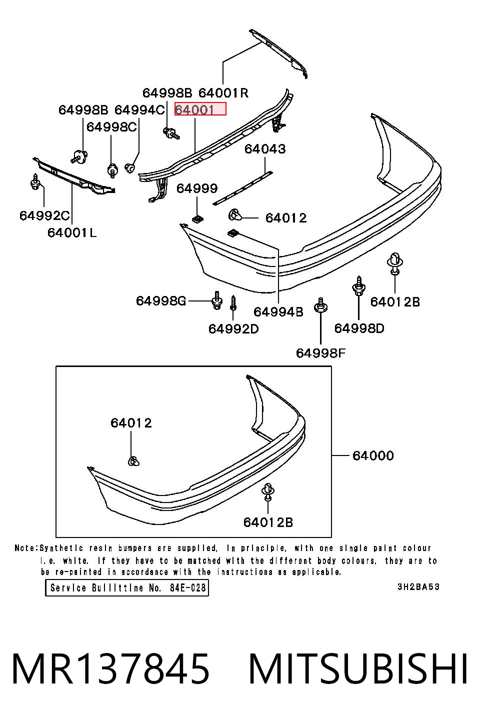 Refuerzo parachoques trasero para Mitsubishi Galant E5A, E7A, E8A