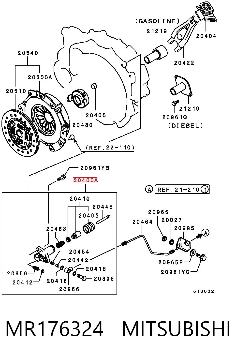 Cilindro receptor de embrague para Volvo V40  VW