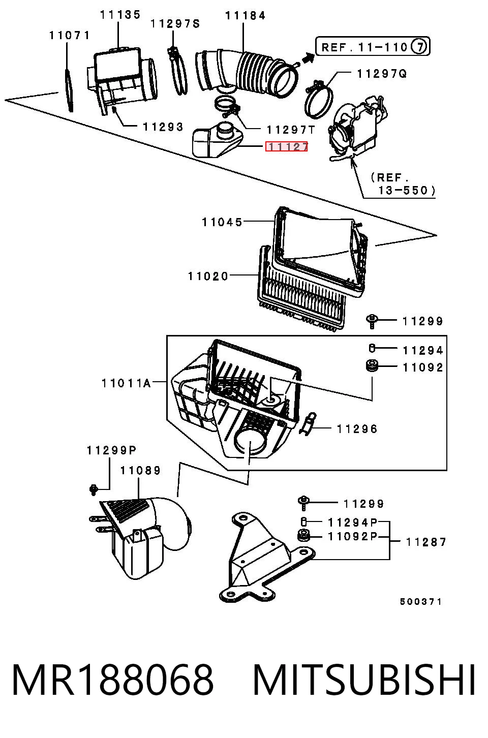 Resonador del filtro de aire MR188068 MITSUBISHI