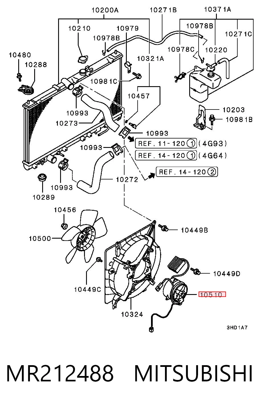 Electroventilador del motor Mitsubishi Galant VIII (1996-2004)