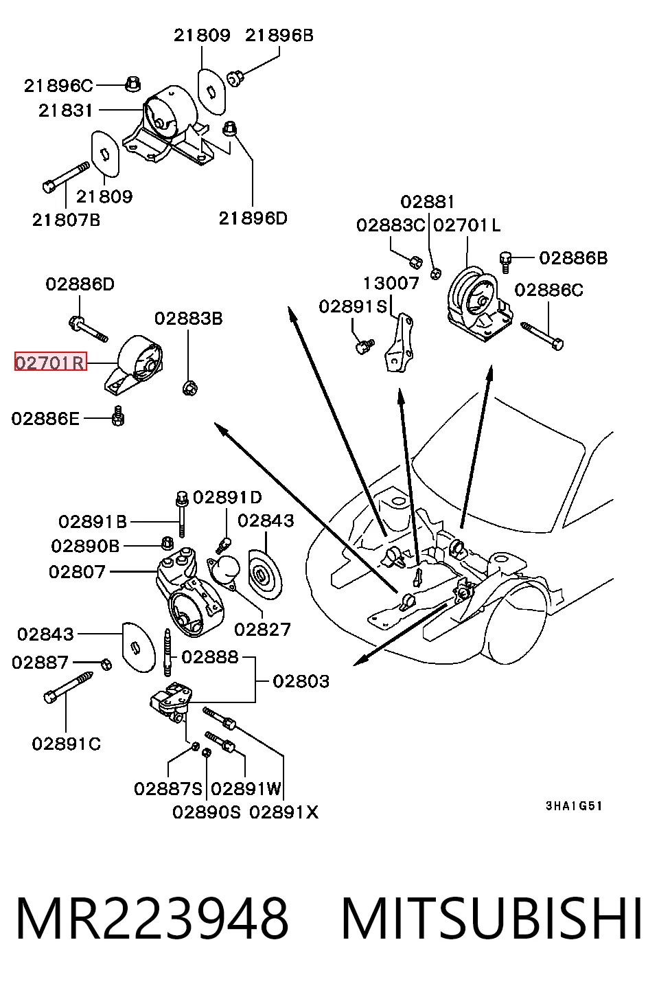 Comprar Soporte de motor delantero Mitsubishi Galant VII E5A, E7A, E8A