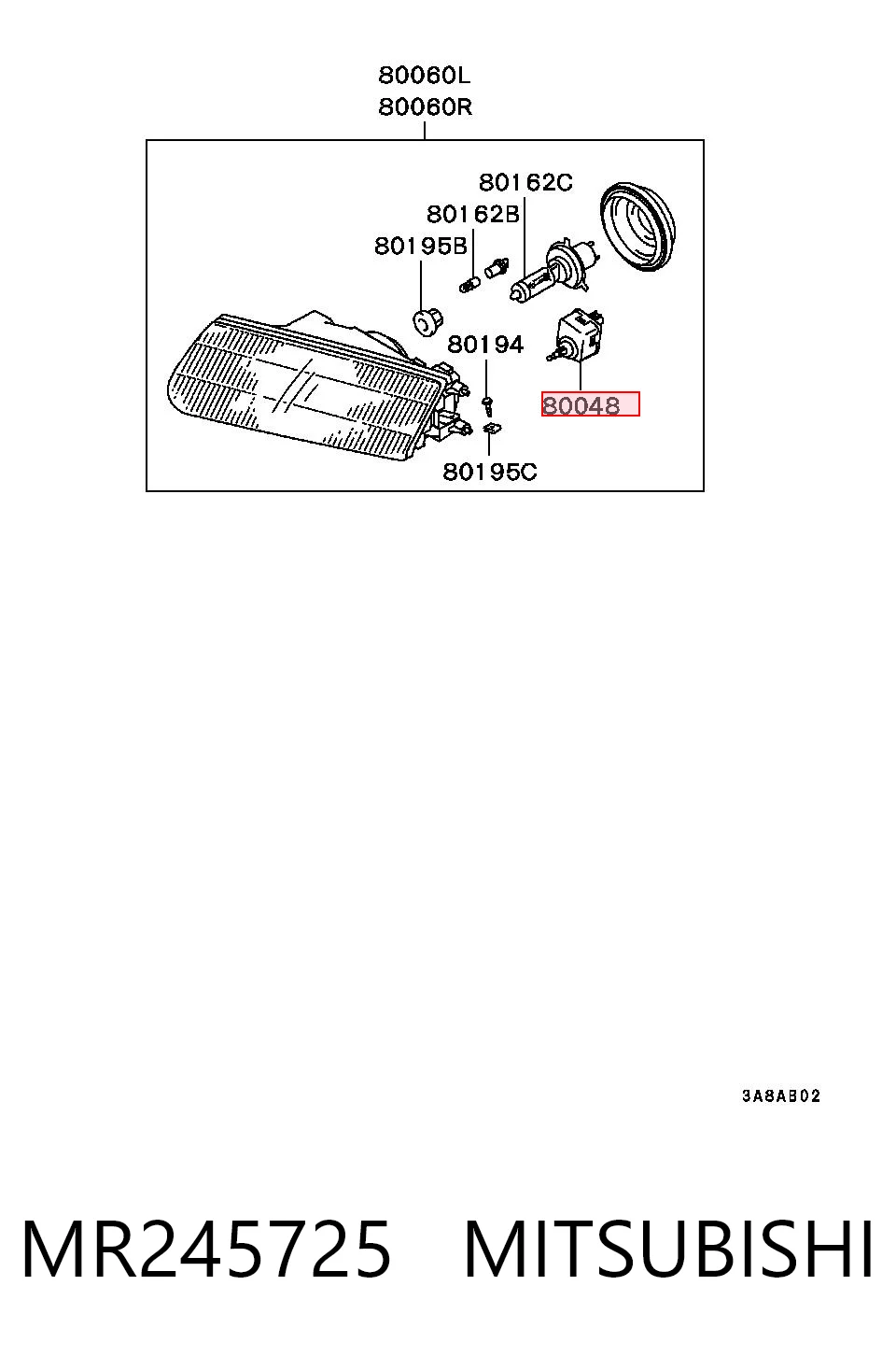 Corrector de faros MR245725 MITSUBISHI
