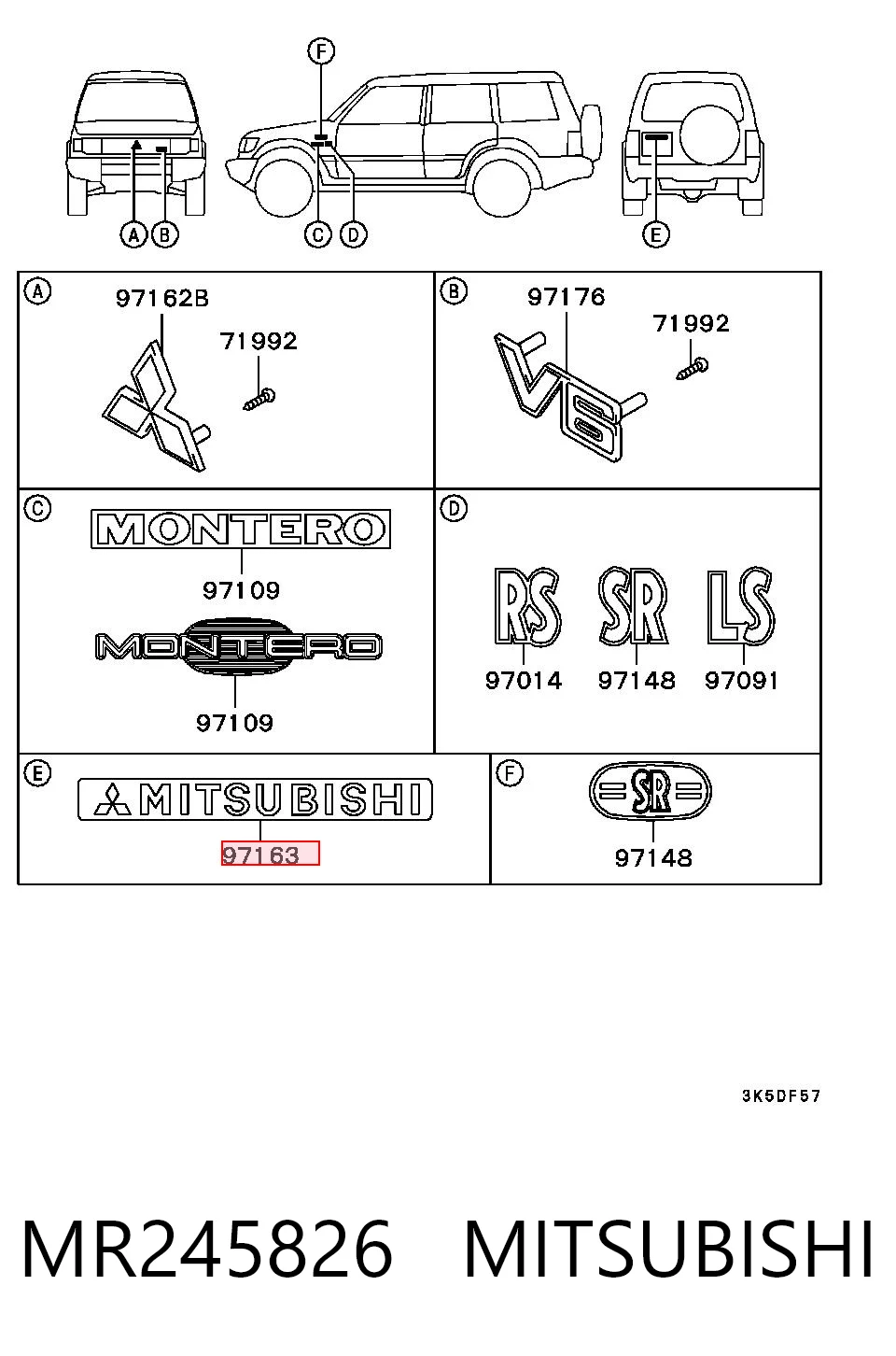 Comprar Emblema de tapa de maletero Mitsubishi Pajero II V2W, V4W a bajo precio