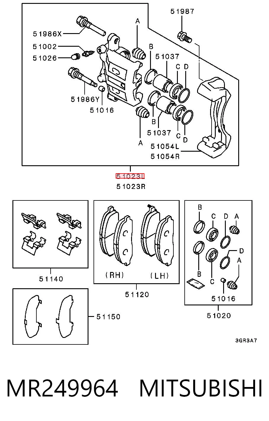 Comprar Juego de reparación de pinza de freno delantero Mitsubishi L 300  P1T a bajo precio