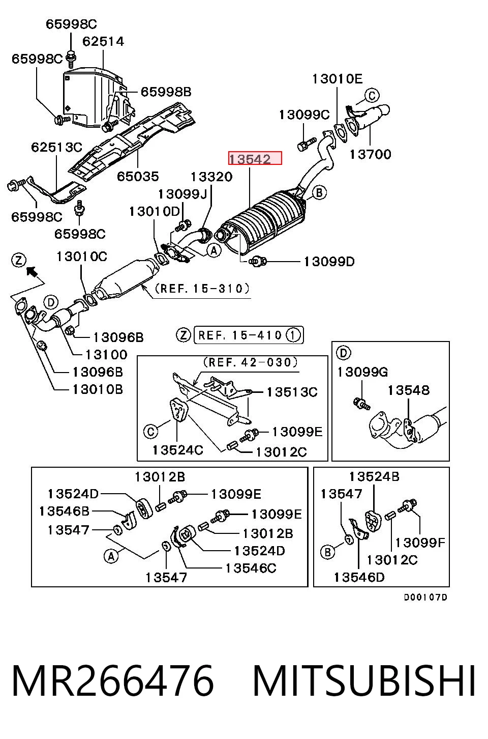 Silenciador trasero MR266476 MITSUBISHI