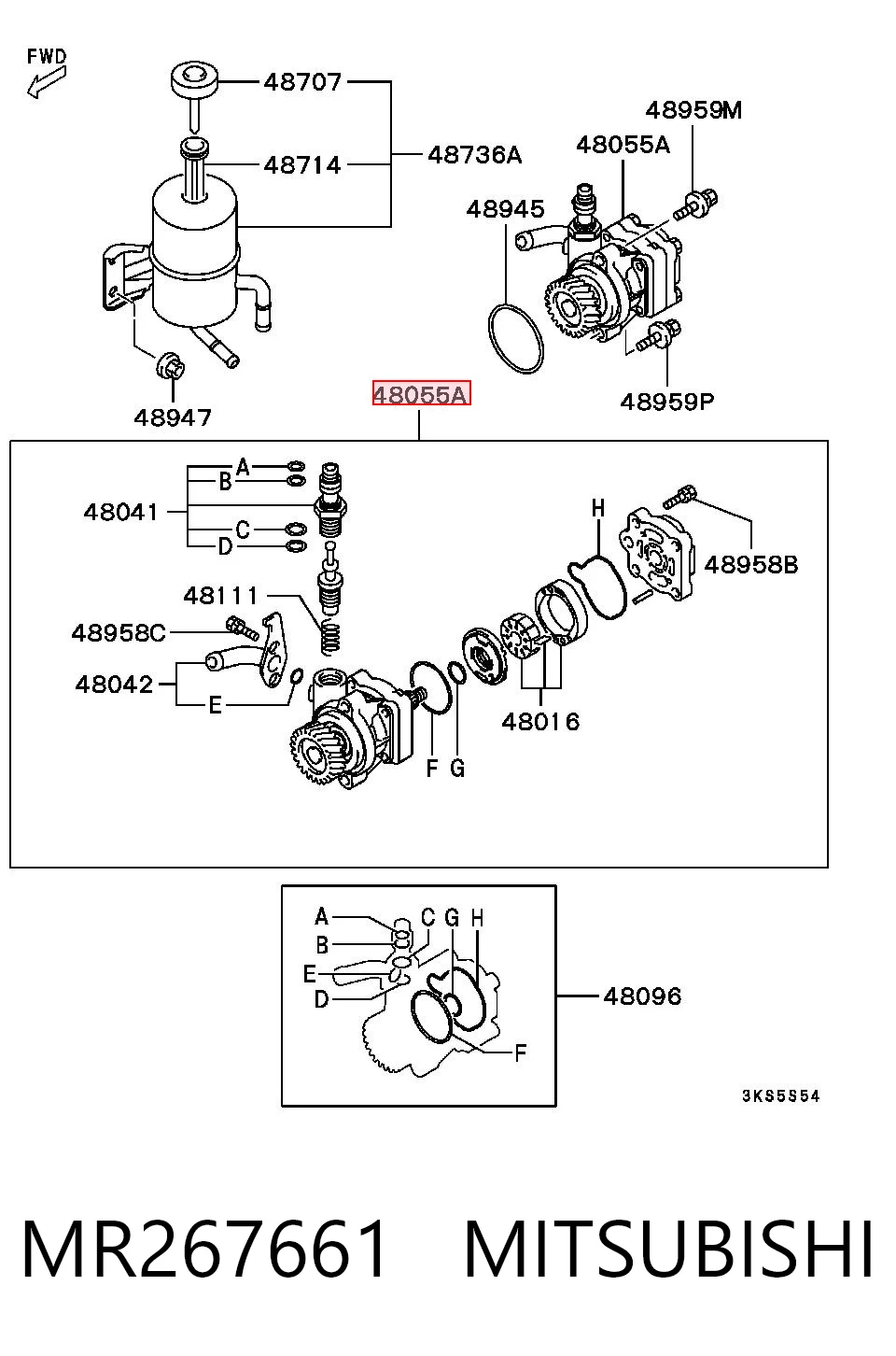 Bomba de dirección asistida MR267661 MITSUBISHI