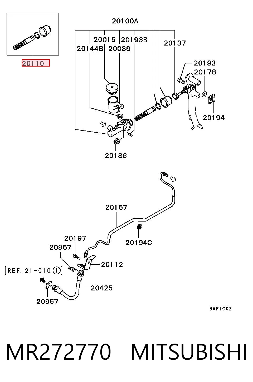 Juego de reparación del cilindro maestro de embrague MR272770 MITSUBISHI