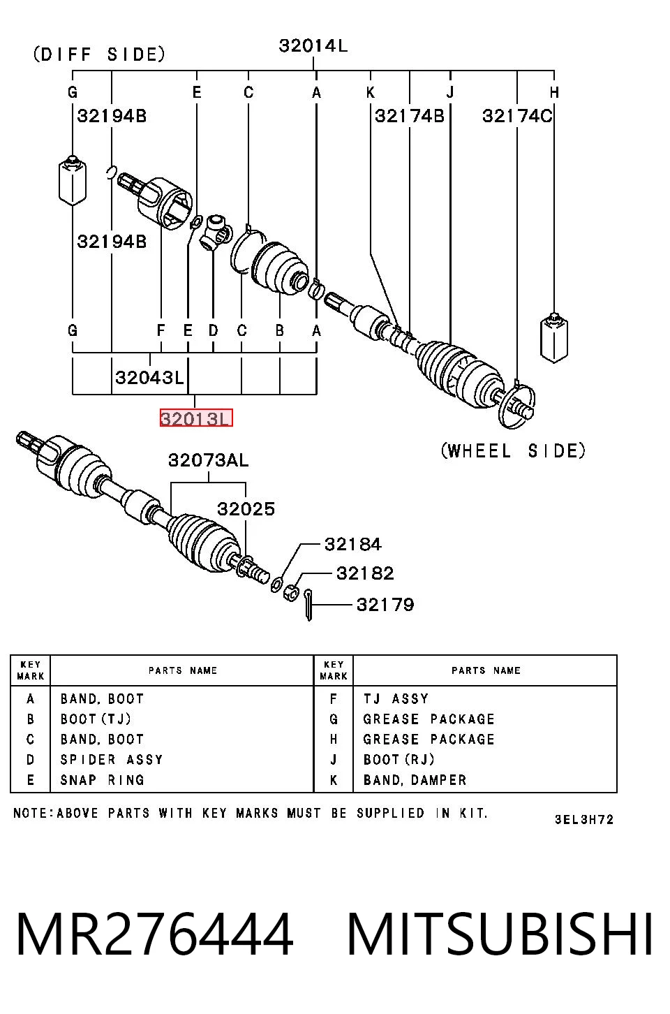 Fuelle palier delantero interior Mitsubishi Lancer VI (1995-2003)