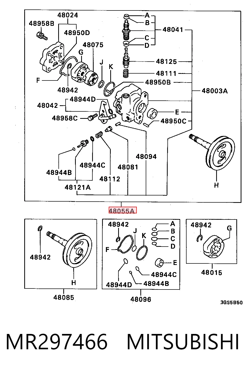 Bomba hidráulica de dirección para Mitsubishi Galant VII E5A, E7A, E8A