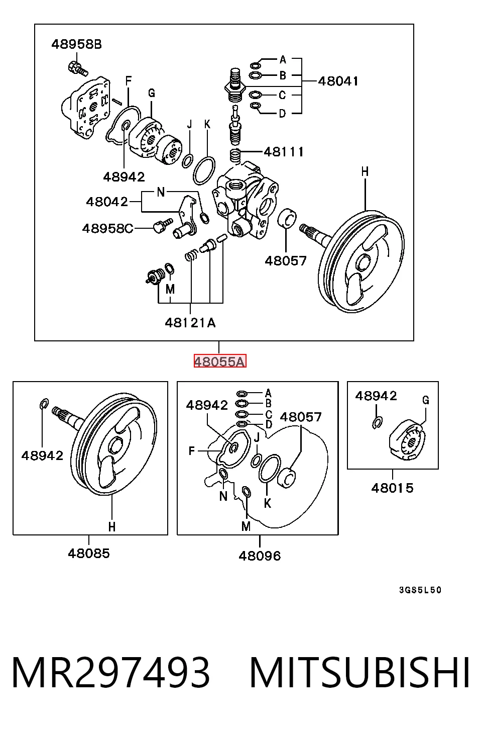 Bomba hidráulica de dirección para Mitsubishi Galant VII E5A, E7A, E8A