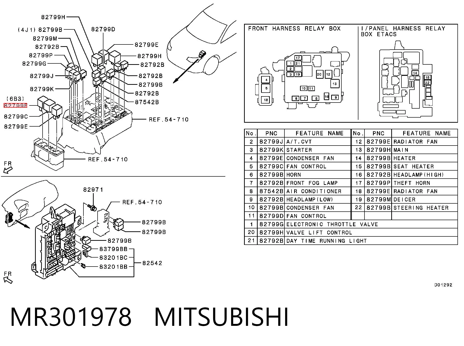 MR301978 Mitsubishi Relé de ventilador de aire acondicionado