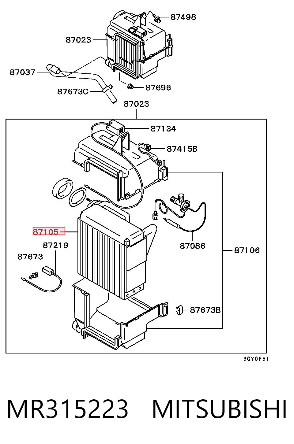 Comprar Evaporador de aire acondicionado Mitsubishi L 200  K60, K70 a bajo precio
