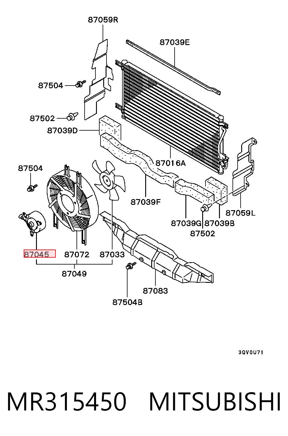 MR315450 Mitsubishi Motor del ventilador del sistema de acondicionamiento de aire