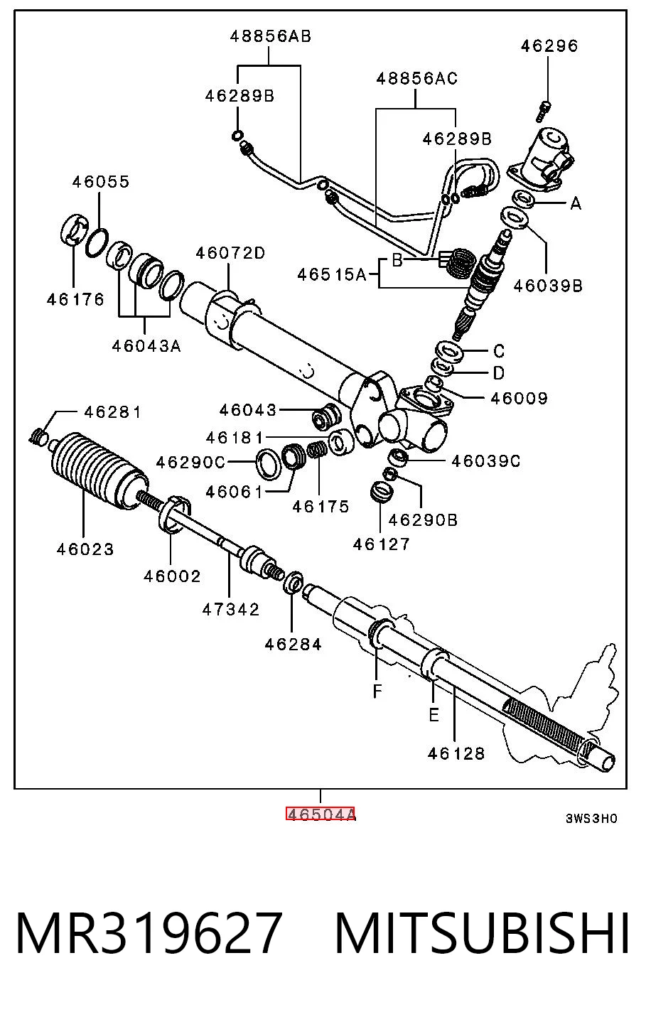 Cremallera de dirección MITSUBISHI MR319627