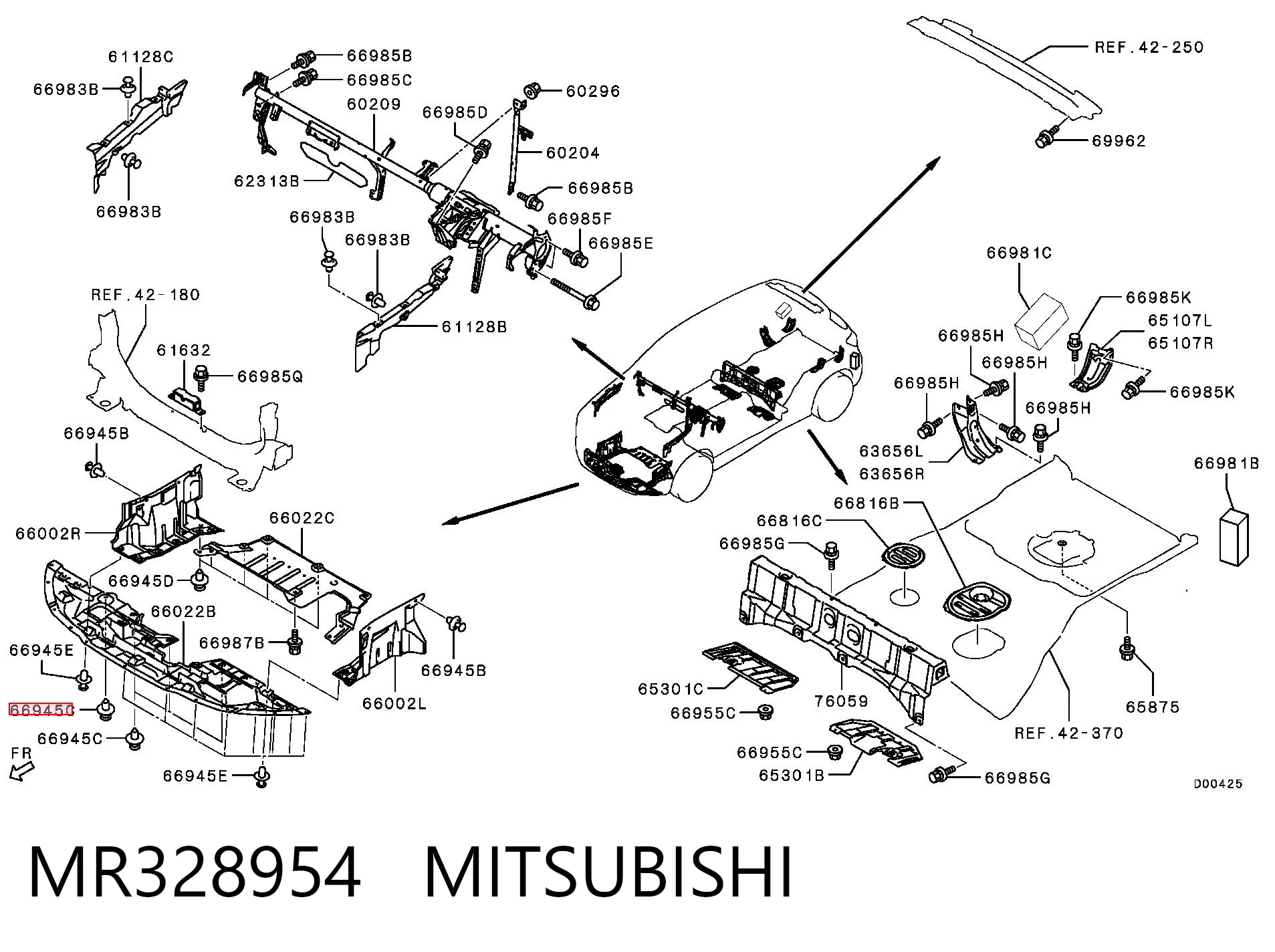 MR328954 Mitsubishi Clip de fijación del guardabarros delantero