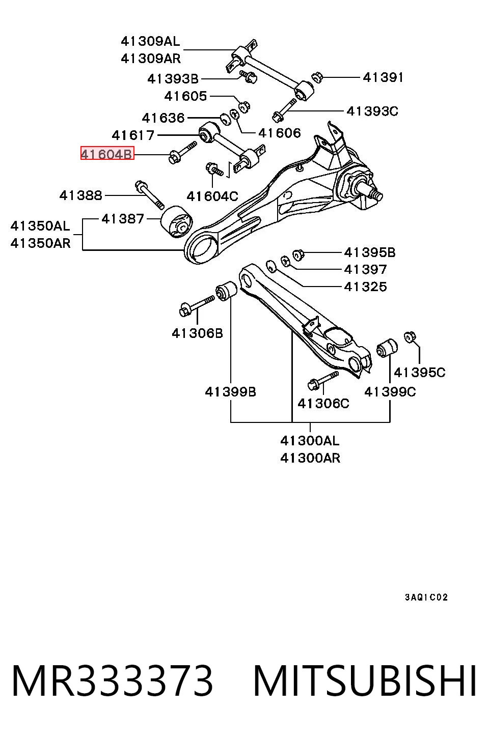 MR333373 Mitsubishi Perno interior del brazo de caída trasero
